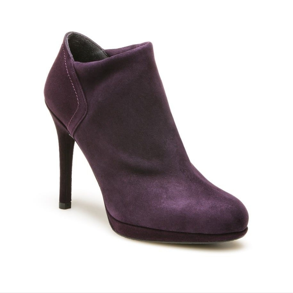 Stuart Weitzman purple suede high heel booties